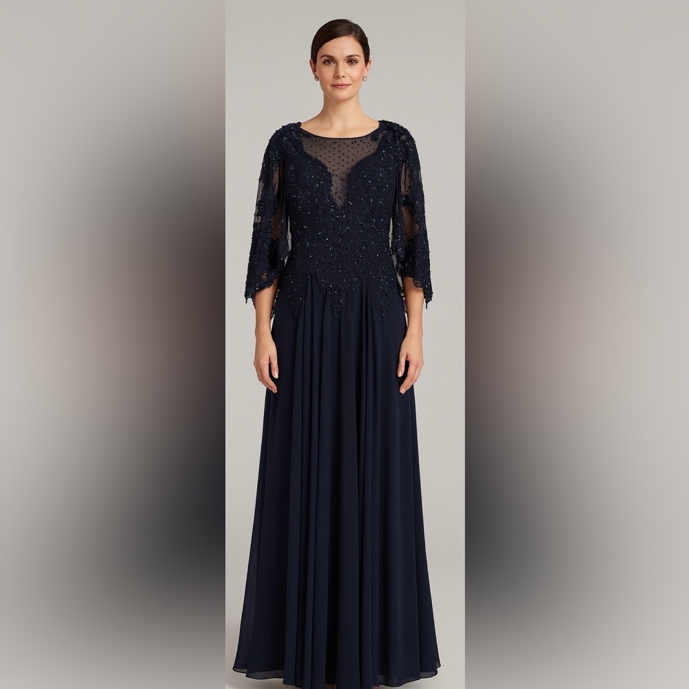 Elegant Navy Blue Evening Gown